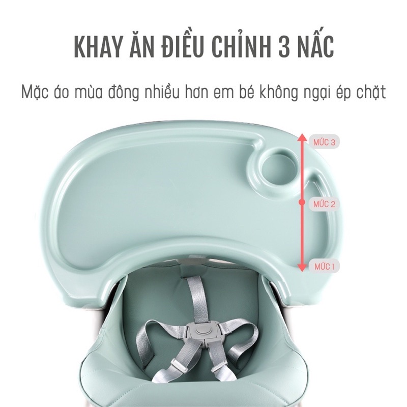 Ghế ăn dặm UMOO cao cấp có bánh xe, dễ dàng gấp gọn, ghế ăn dặm cho bé