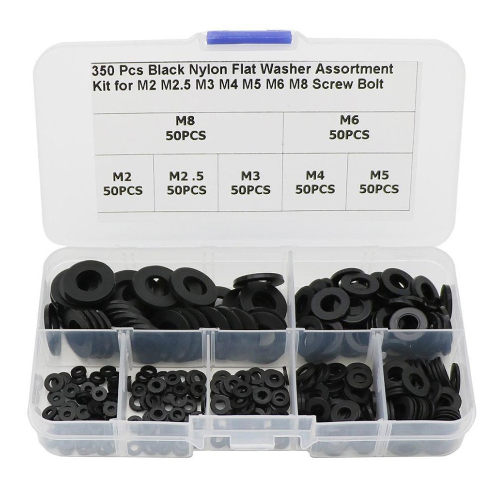Bộ 350 Vòng Đệm Phẳng 7 Kích Cỡ M2 / M2.5 / M3 / M4 / M5 / M6 / M8