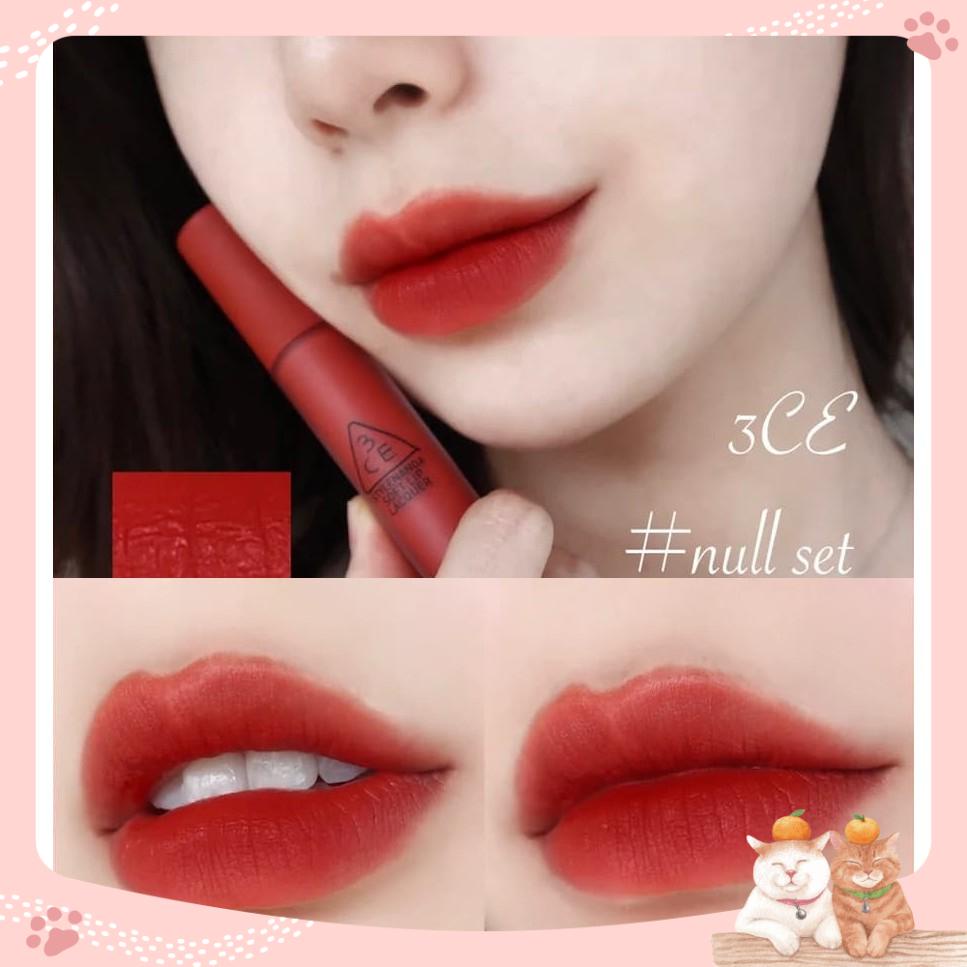 Son kem 3CE Soft Lip Lacquer Null Set - Đỏ gạch rất tôn da và trendy