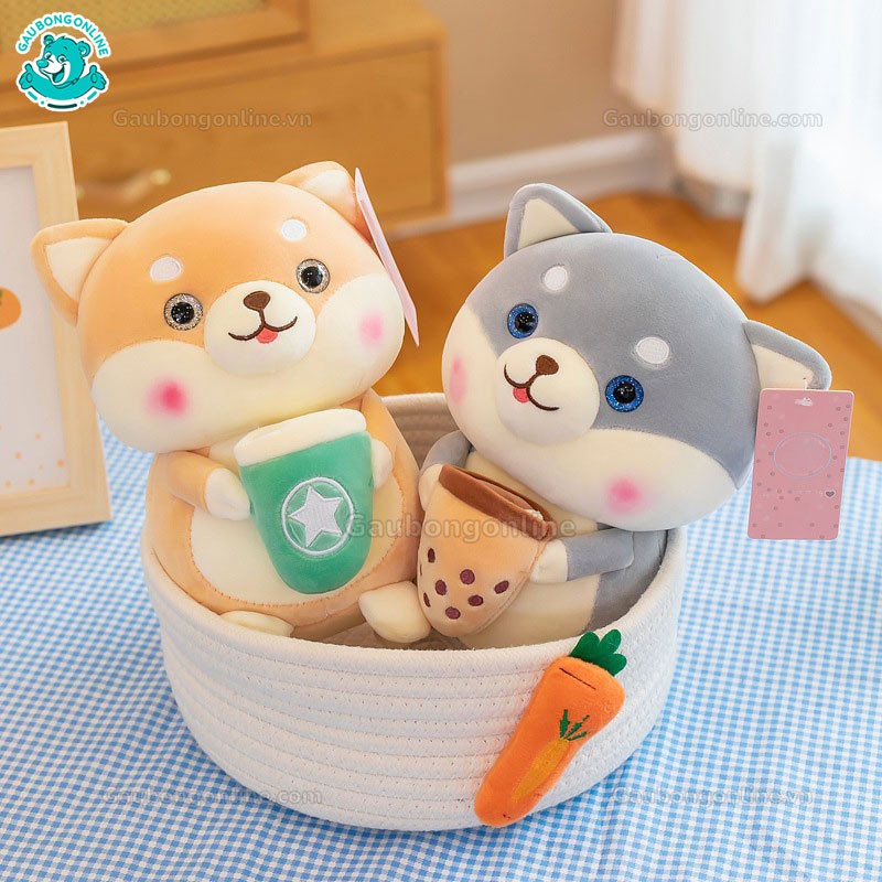 Gấu Bông Chó Shiba Ôm Trà Sữa Cao Cấp Gấu Bông Online