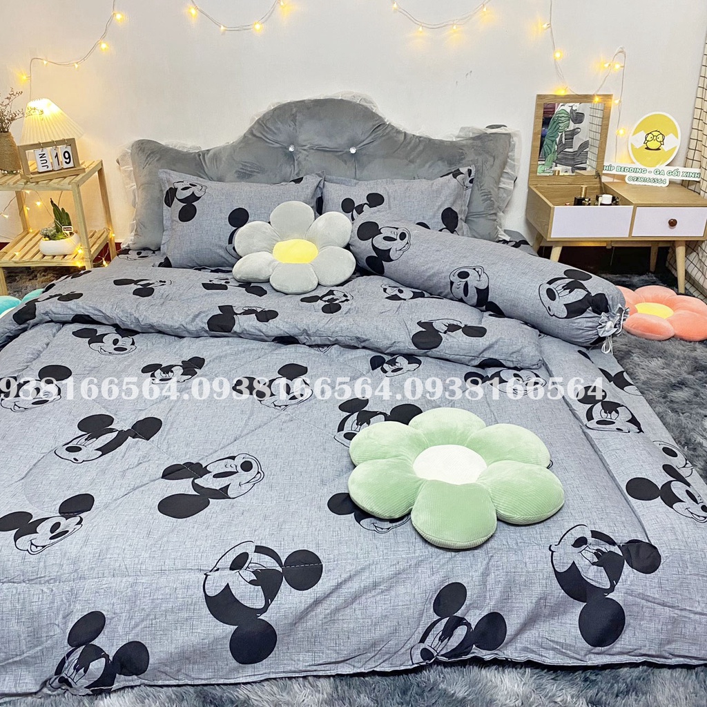 TRỌN BỘ COTTON POLY 5 MÓN CHĂN PHAO DÀY DẶN HÀNG VN CHUỘT XÁM  - ĐỦ KÍCH THƯỚC