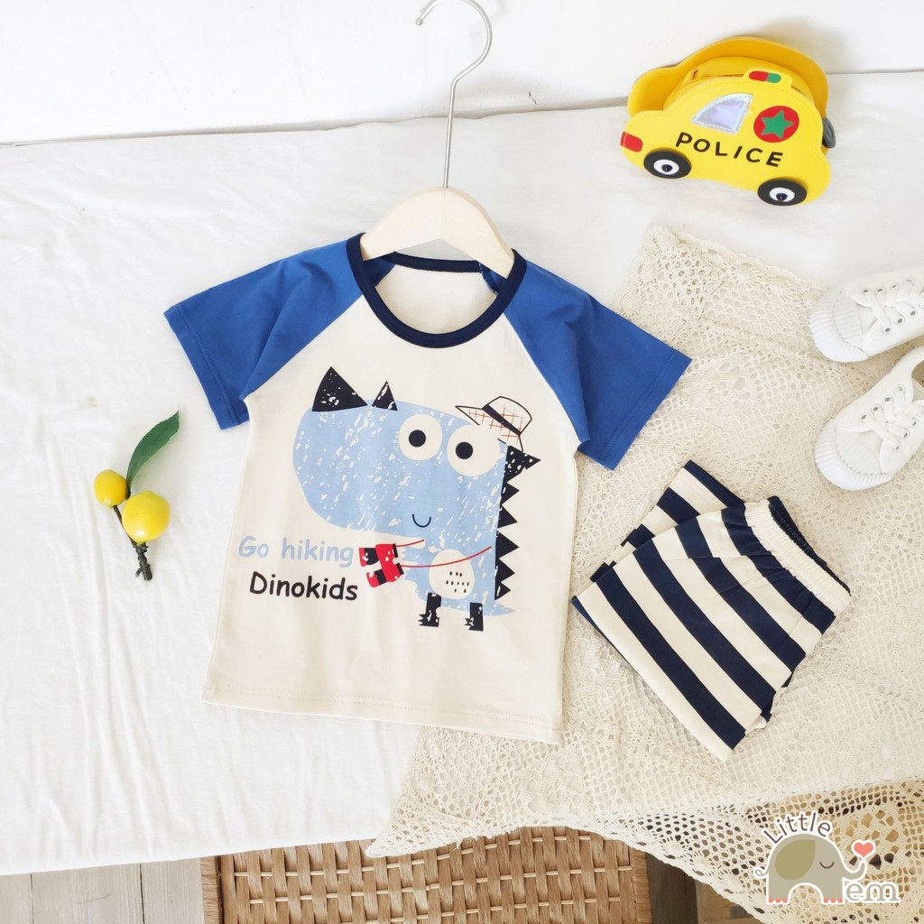 Bộ đồ bé trai/ bé gái cộc tay Cotton _ Animal - Dinokids / Elephant TOGE