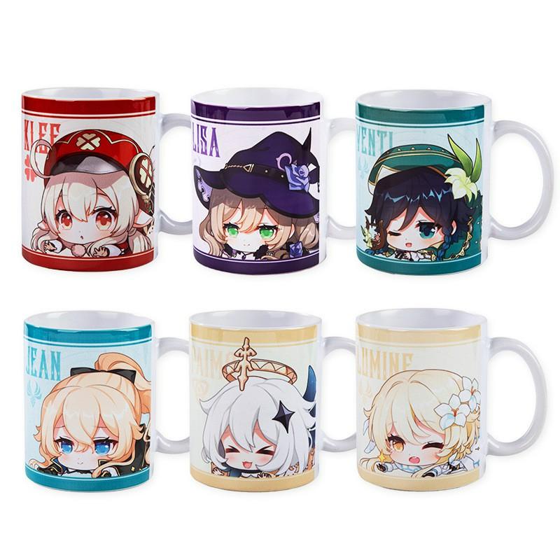 Cốc sứ trắng IN HÌNH Genshin Impact ver nằm game anime chibi xinh xắn tiện lợi