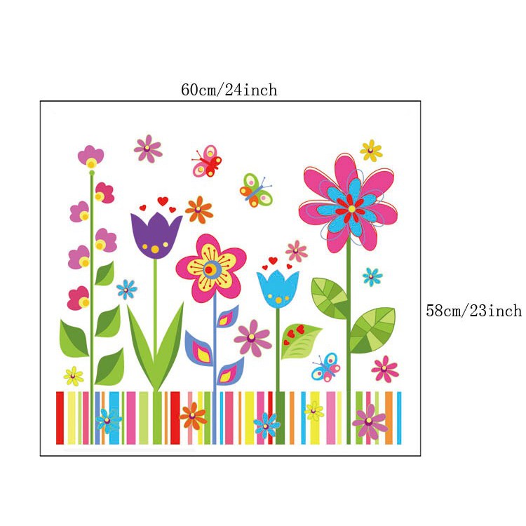 Decal trang trí kính Cao Cấp - Hoa sắc màu tuổi thơ ( 60x58 )