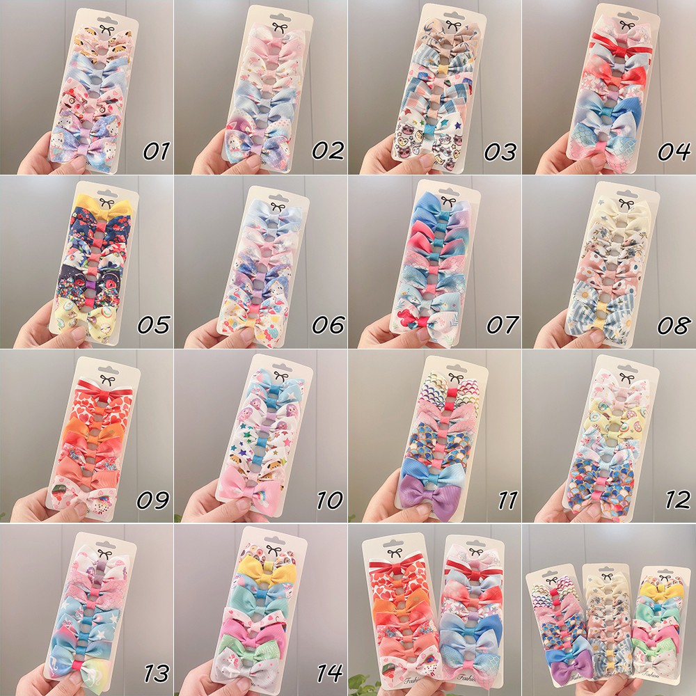 Bộ 8 Kẹp tóc KIDSBOWS phối nơ phong cách thời trang xinh xắn dễ thương cho bé gái