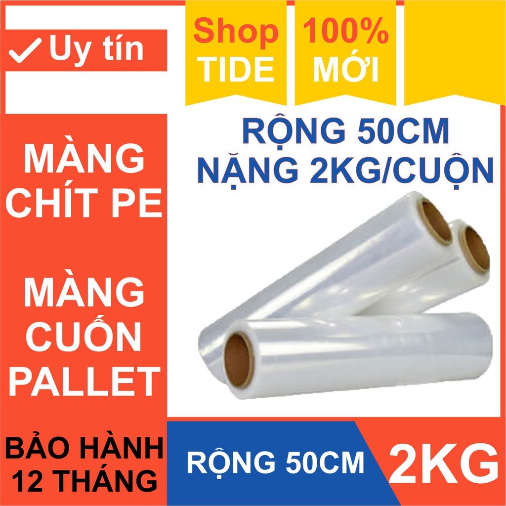 [2kg x 50cm] Màng chít PE  dùng bọc hàng hoá và cuốn pallet – Rộng 50Cm x 2Kg/cuộn