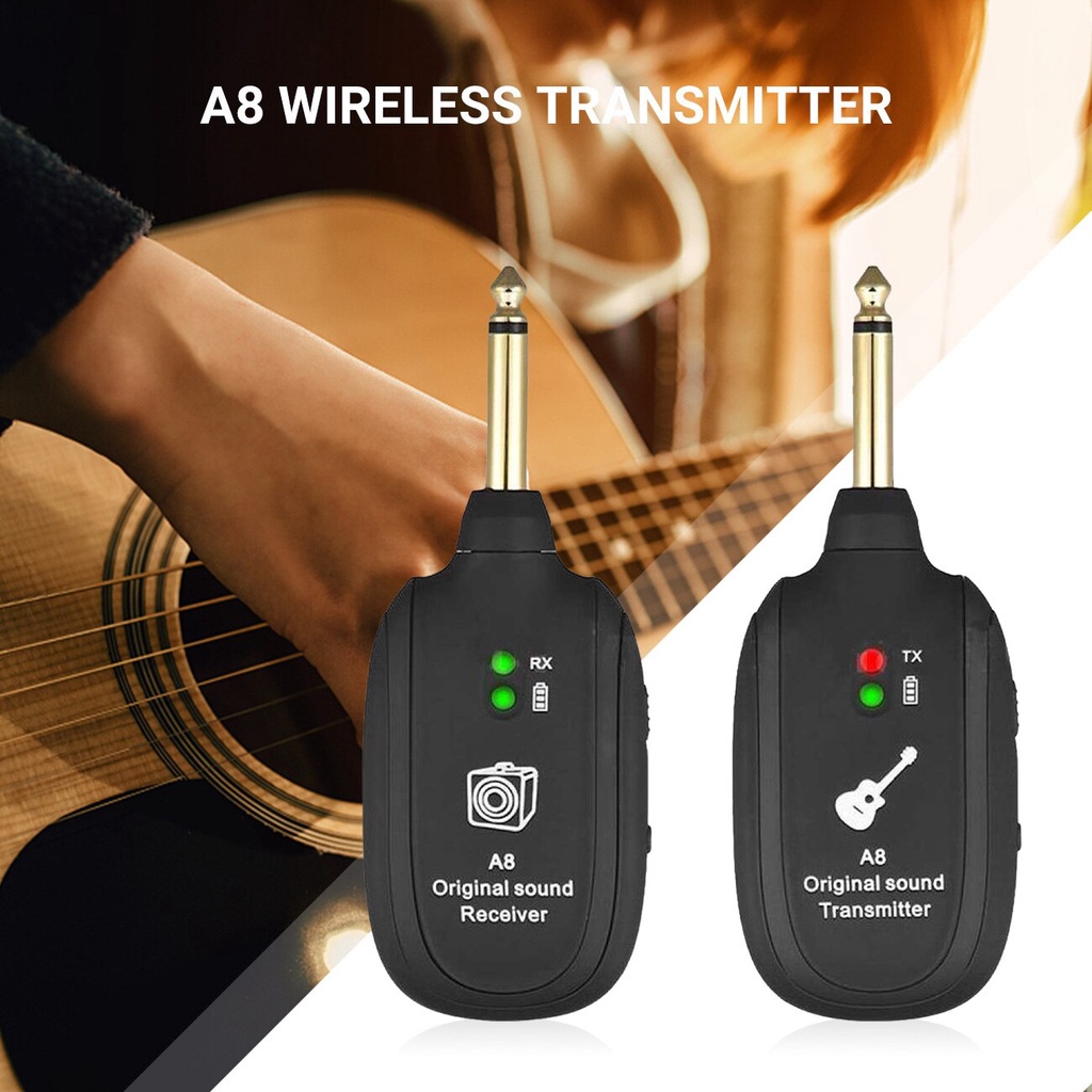 Hệ Thống Truyền Nhận Tín Hiệu Đàn Guitar A8 UHF Không Dây Tích Hợp Pin Sạc USB