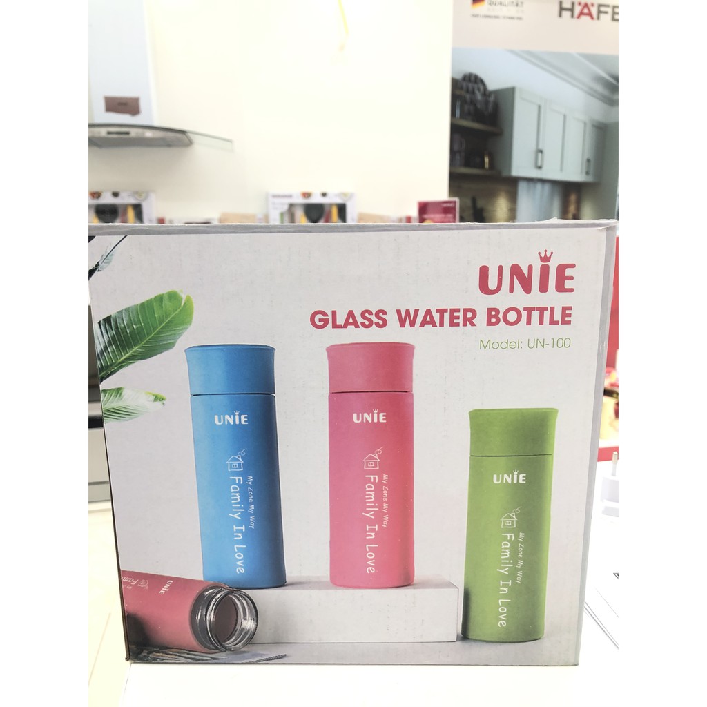 ⚡️ Sale Sốc ⚡️ Bình Đựng Nước  Unie UV100, Chất Liệu Thủy Tinh Bọc Nhựa, Dung Tích 450ml