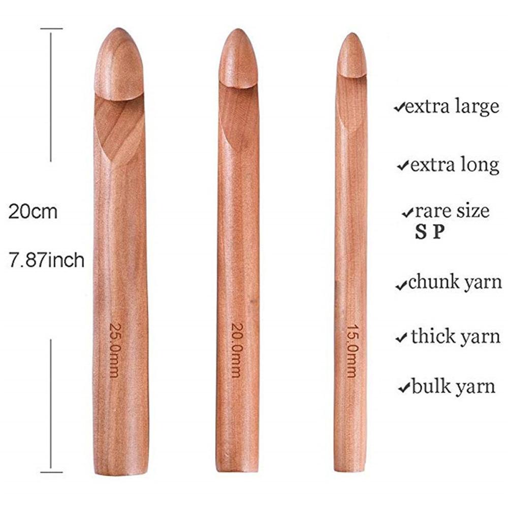 Bộ Kim Móc Len Bằng Gỗ 15 / 20 / 25mm