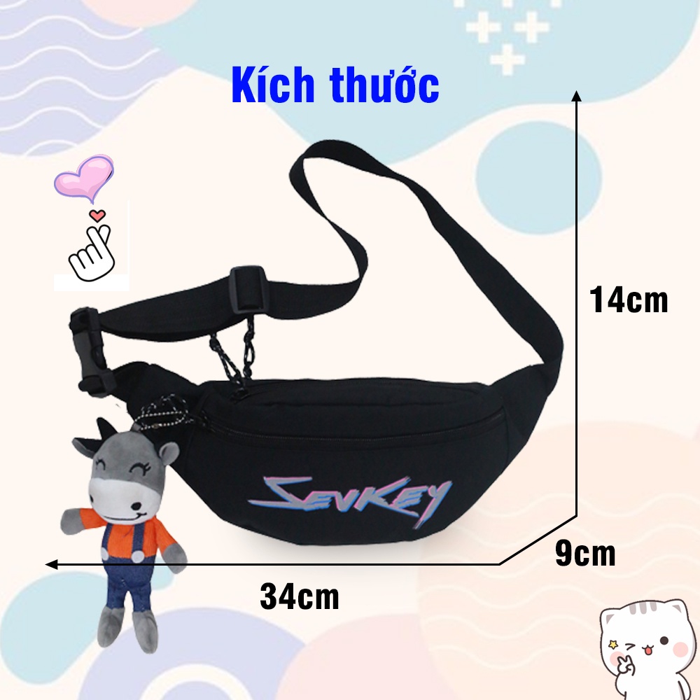 Túi Đeo Chéo Nam Unisex Túi Đeo Chéo Nữ Túi Bao Tử SEVKEY Vải Canvas Hàn Quốc Chống Nước Tuyệt Đối