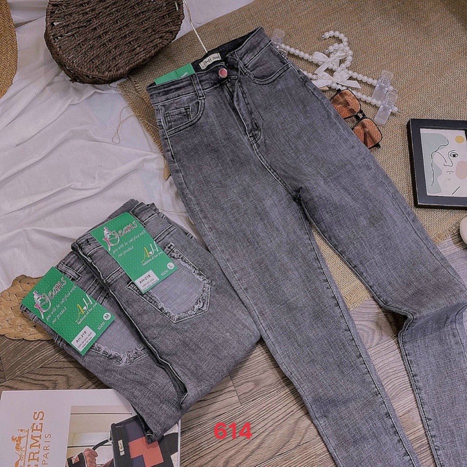 Quần Jean Nữ Lưng Cao ❤️FREESHIP❤️ Quần Bò Nữ Phối Rách Ôm Dáng Xinh Xắn Thời Trang Chuẩn Hàng Shop A-T Fashion - QJNU10