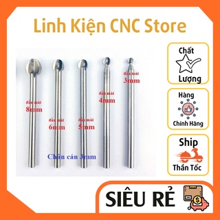 Mũi rạch khắc, phay, mài gỗ hình quả đào hơp kim cán 3mm, mũi được làm từ thép gió đồ bề cao