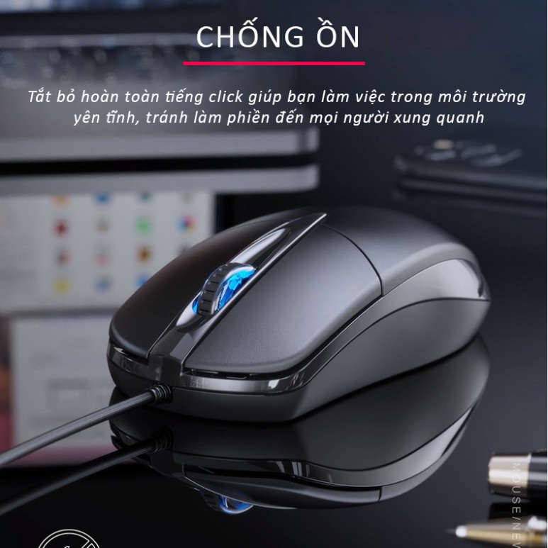 [bh1 đổi 1] Chuột máy tính  văn phòng giá rẻ Silent tắt âm chống ồn DPI 1200 tiện dụng chơi game cho laptop