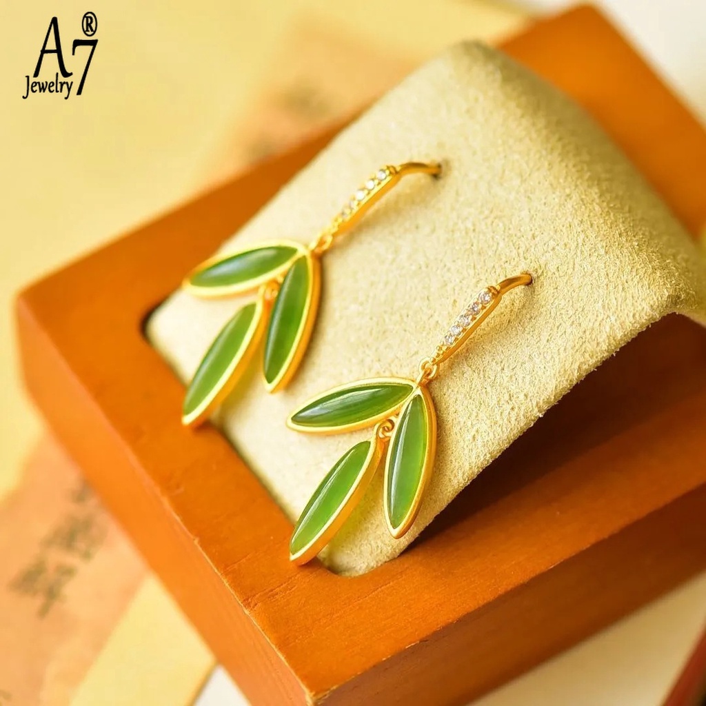 Bông Tai Mạ Bạc 925 Hình Cỏ Ba Lá Đính Đá Xinh Xắn Thời Trang