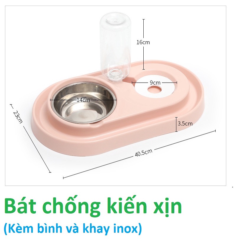 Bát ăn chó mèo Bát chống kiến, chống tràn nước xịn Bát tự động cấp nước chó mèo nhỏ