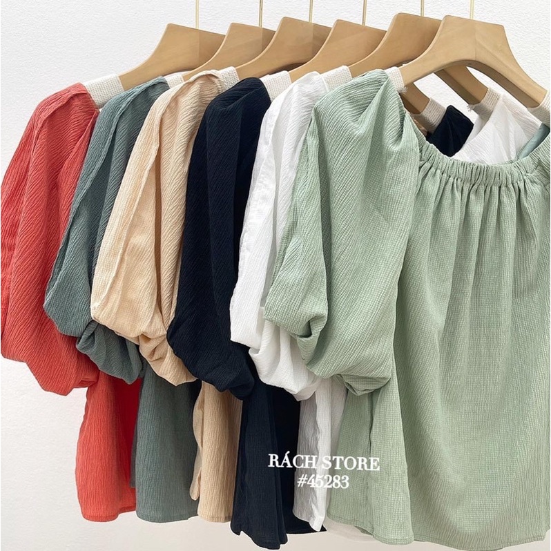 [RÁCH STORE] ÁO KIỂU trễ vai bo trơn tay phồng