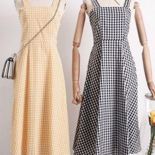 Đầm maxi 2 dây hoạ tiết caro freesize