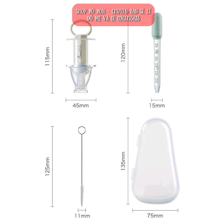 Bộ dụng cụ bón thuốc - Bón sữa EMMA KIDS đa năng 2in1 cho bé - Shop Rô Ron