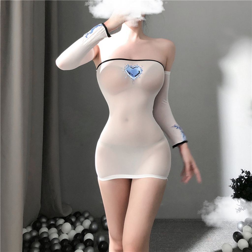 Đầm Ngủ Babydoll Tay Dài Không Dây Kín Đáo Gợi Cảm Cho Nữ