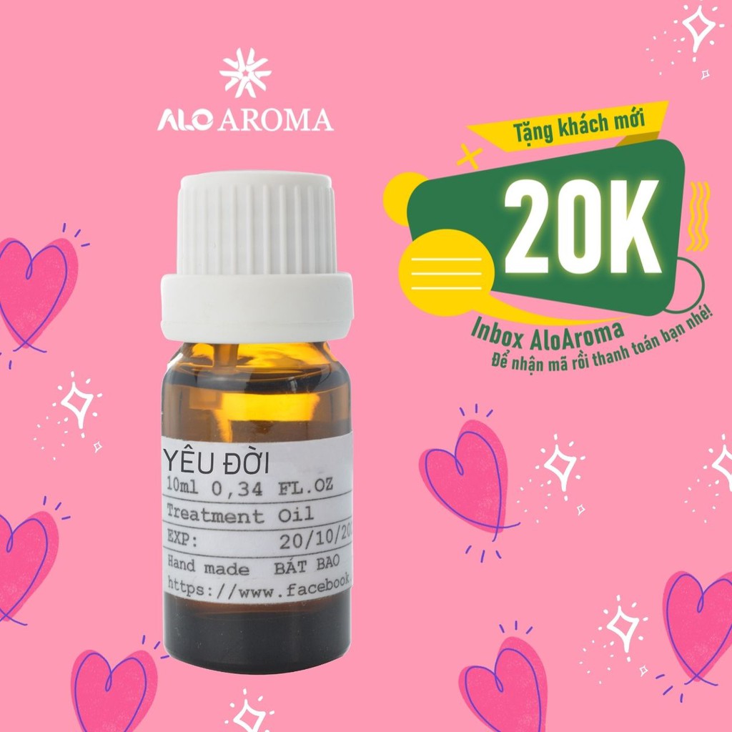 Tinh dầu nước hoa cao cấp Yêu Đời 10ml AloAroma mùi vui tươi, thiên thần, dùng để xông phòng, làm thơm không gian