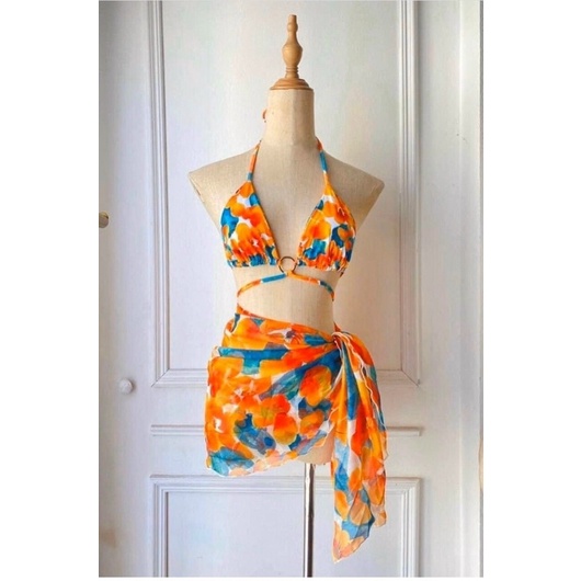 Bikini ,đồ bơi hàng siêu 3 chi tiết có kèm khăn có mút độn.