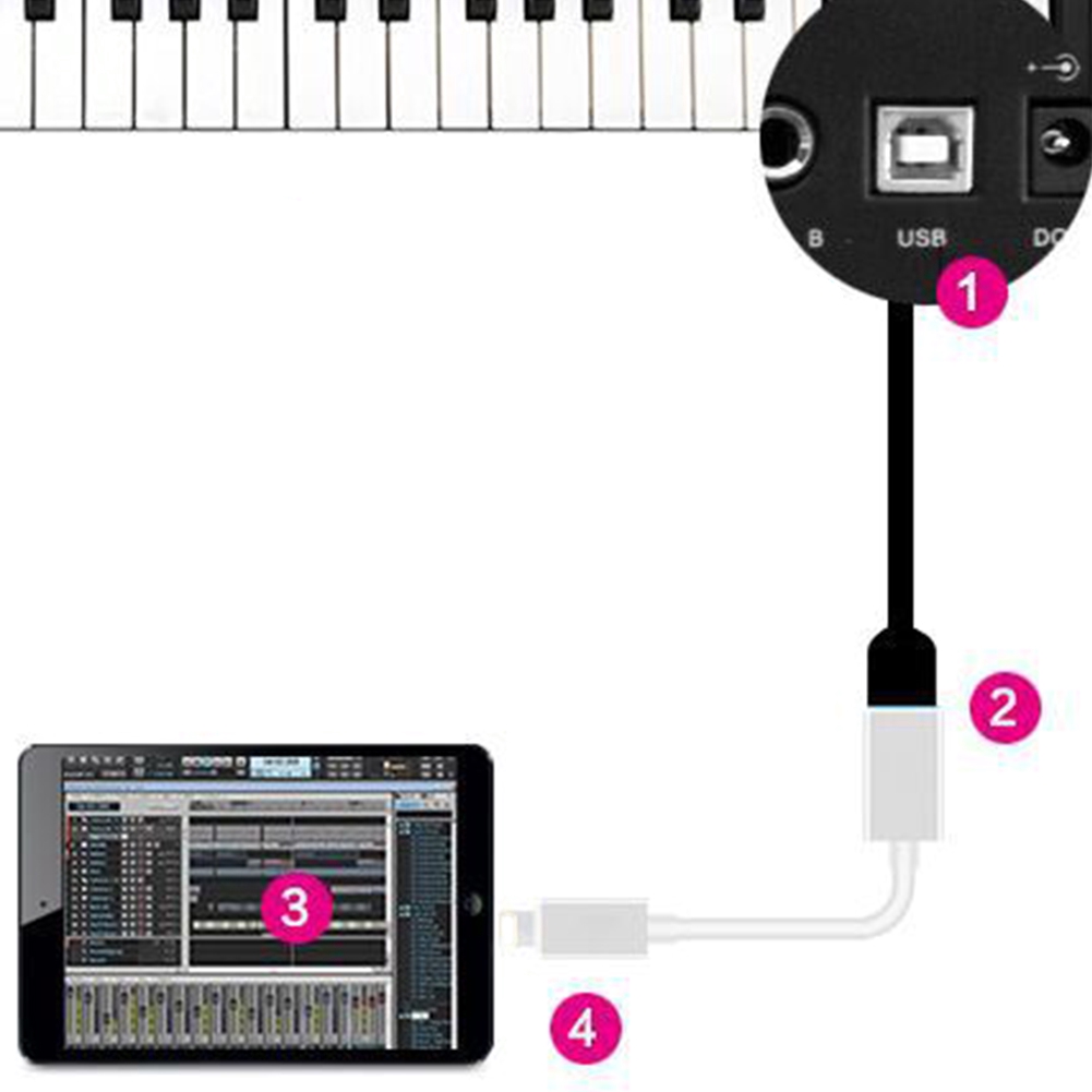 Dây cáp chuyển đổi điện USB Midi tích hợp bàn phím cho iPhone