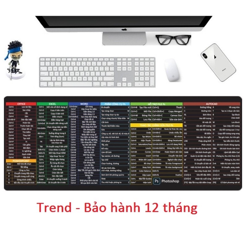 Miếng lót chuột phím tắt pad chuột 25x30 phù hợp cho dân excel văn phòng, game, giải trí, học tập | BigBuy360 - bigbuy360.vn