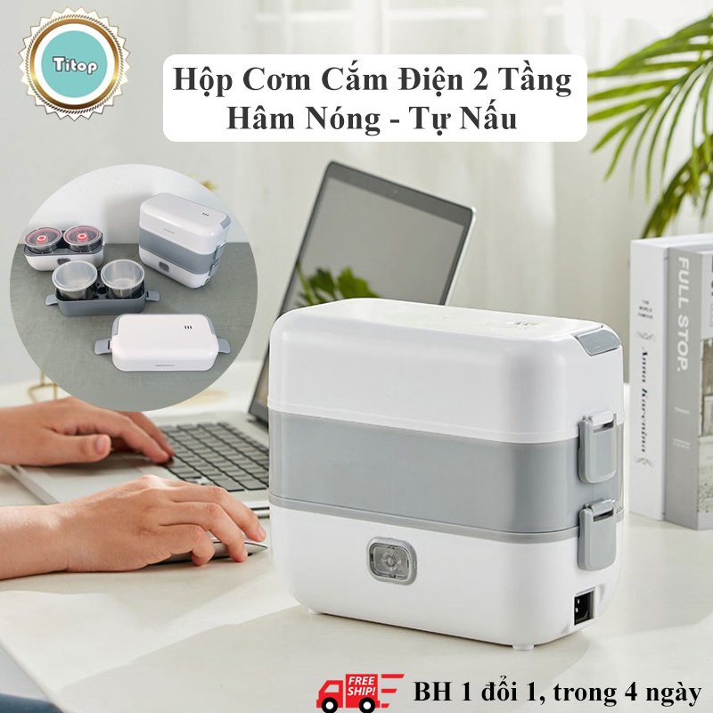 Hộp Cơm Cắm Điện Đa Năng Hâm Nóng Và Tự Nấu Chín Thức Ăn Với 4 Hộp Inox