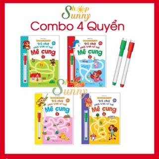 Combo 4 quyển mê cung vẽ xong xóa được- Tặng kèm 2 bút- Mỗi quyển 18 trang. kích thước 17x23cm- Sunny Shop