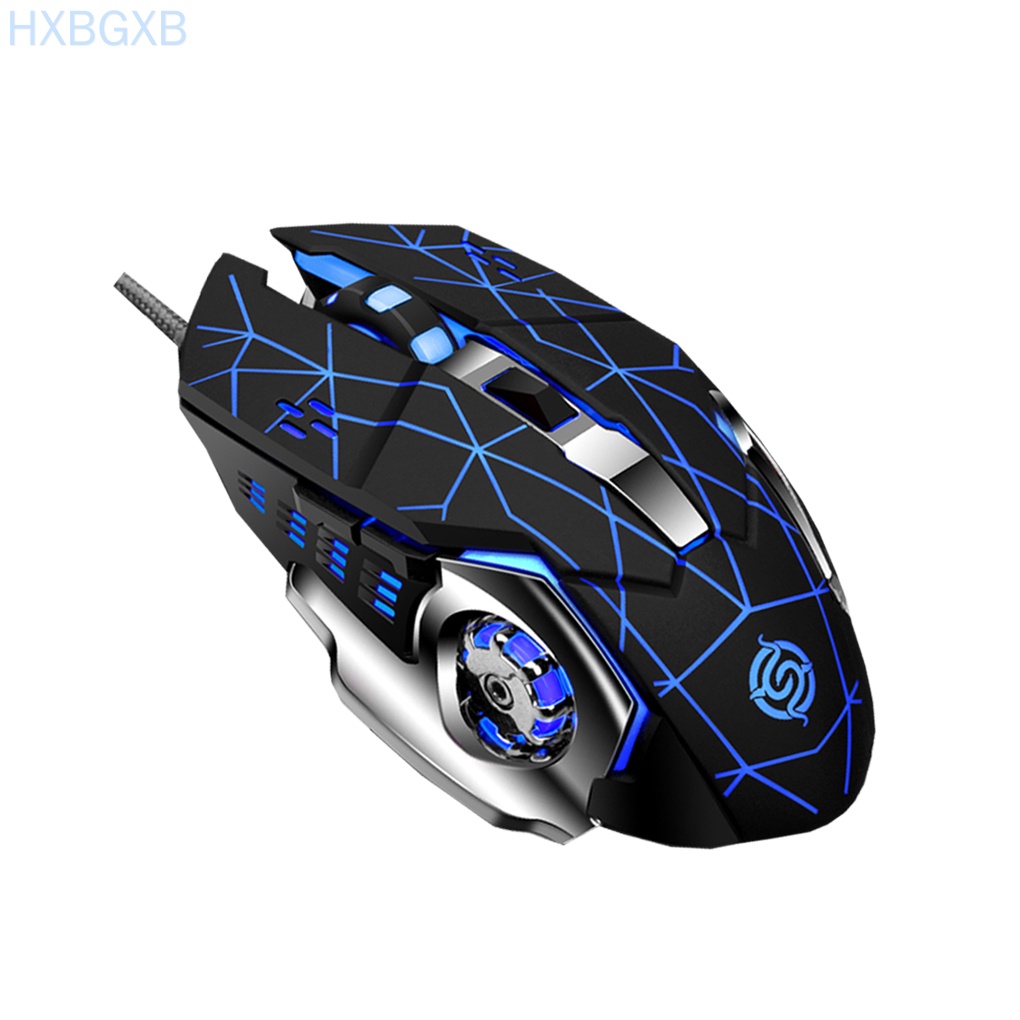 HXBG Gaming Mouse 6-button Backlit Wired Mouse 4-color Breathing Light USB Computer Input Device, Black Insect