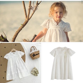 VÁY THÔ BABYDOLL TRẮNG ĐỤC LỖ