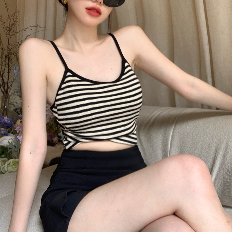 Áo Hai Dây Kẻ Sọc Thời Trang Mùa Hè Quyến Rũ Cho Nữ