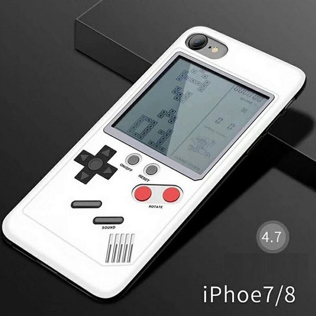 Máy chơi game 4 Nút tích hợp Ốp điện thoại cổ điển màu trơn nhám cho iPhone  8 7 6 Plus