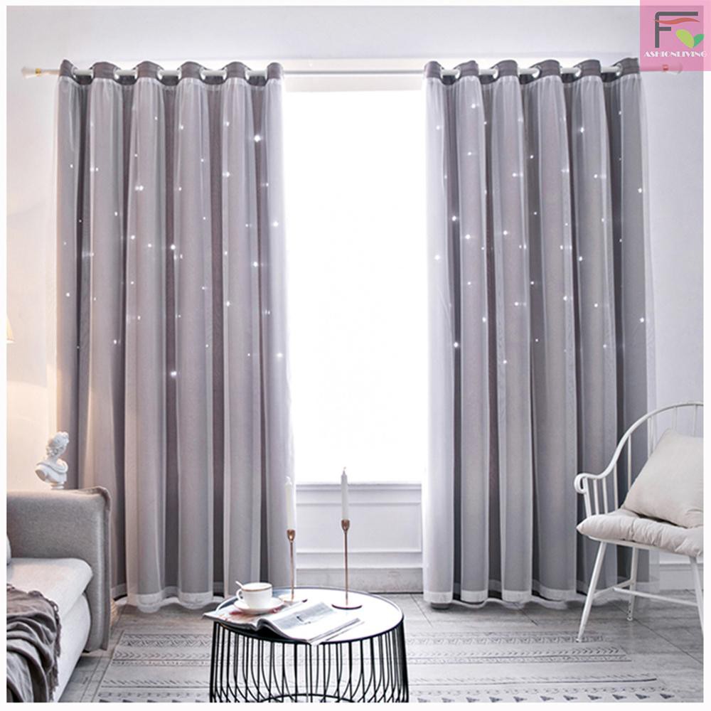 Rèm Cửa Sổ Chất Liệu Polyester Kích Thước 100x200cm Họa Tiết Ngôi Sao Xinh Xắn