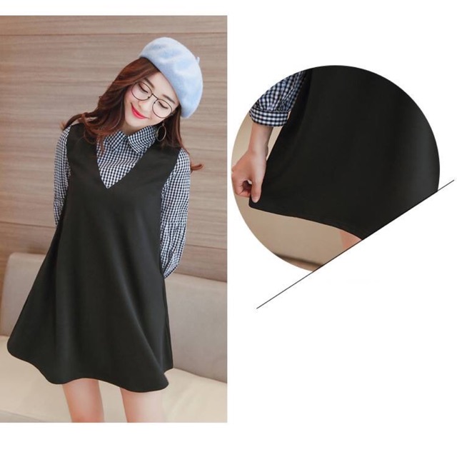 Đầm caro phối giả yếm