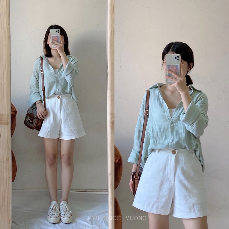 Áo Sweater Polo chất nỉ lót lông form rộng dài tay kiểu dáng Hàn Quốc - Xưởng May Hạnh | BigBuy360 - bigbuy360.vn