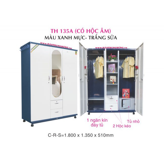 Tủ sắt quần áo Trung Hưng TH-135A ( có hộc âm ) giá rẻ