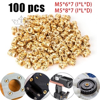 【FUNWD】100PCS Threaded Insert Self-clinching Nut Brass Internal Thread Knurled M5