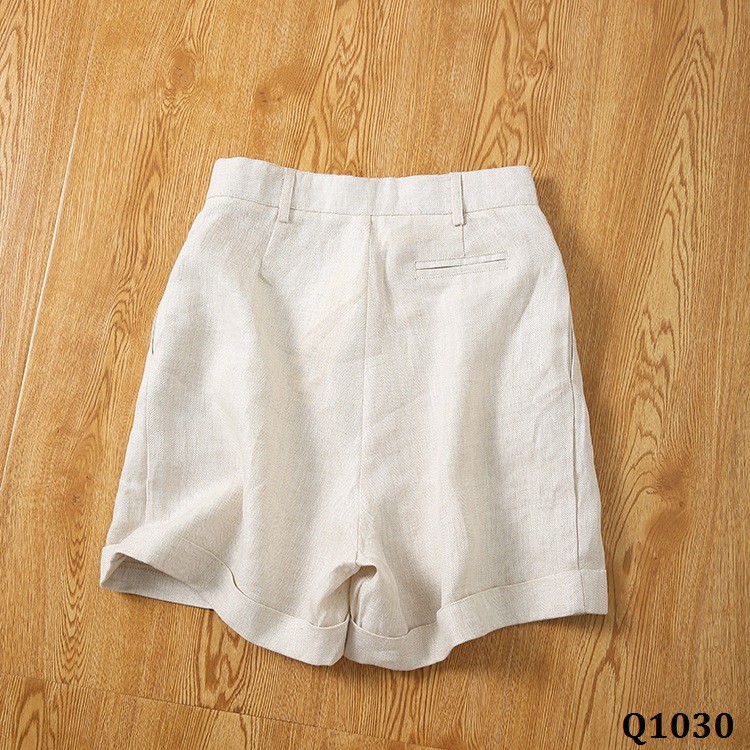 Q1030 - ENDA KISUHI Quần Short Linen Cotton Thoáng Mát Nắp Túi