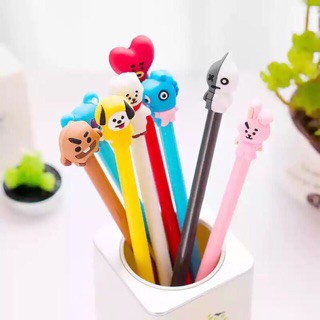 Bút gel nước mực đen ngòi 0.5mm hình BT21 thần tượng âm nhạc cute dễ thương