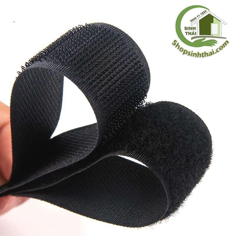 Miếng dán vải 2 mặt dán giày, túi xách - dính gai dán Xé, Băng gai dính, khóa nhám gai khổ rộng 2cm - màu đen