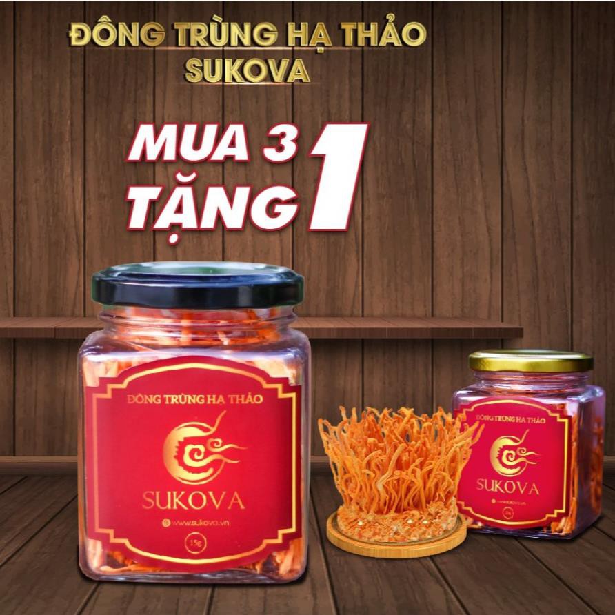 [ Chính Hãng ]Đông trùng hạ thảo Sukova khô hộp 15G giá cực tốt, tặng kèm mật ong rừng