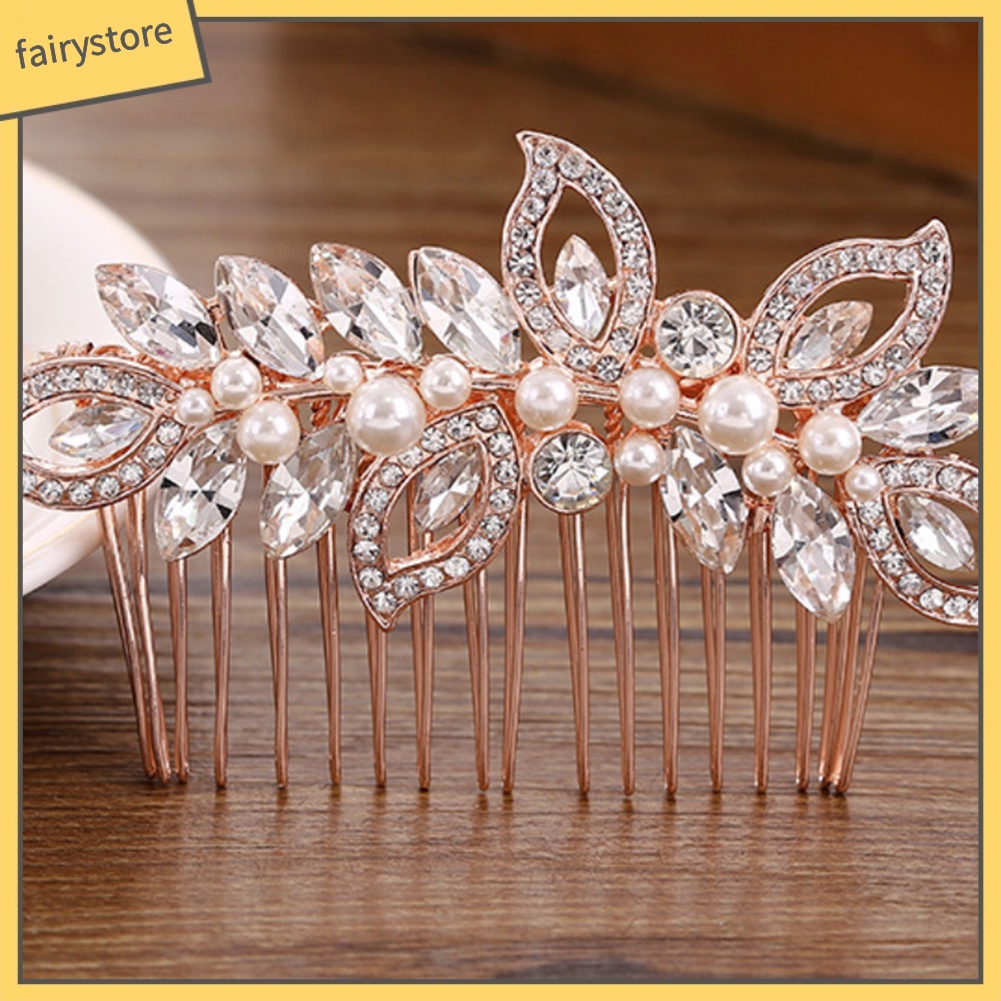 Trâm Cài Tóc Có Đính Đá &amp; Ngọc Trai Giả Cho Nữ