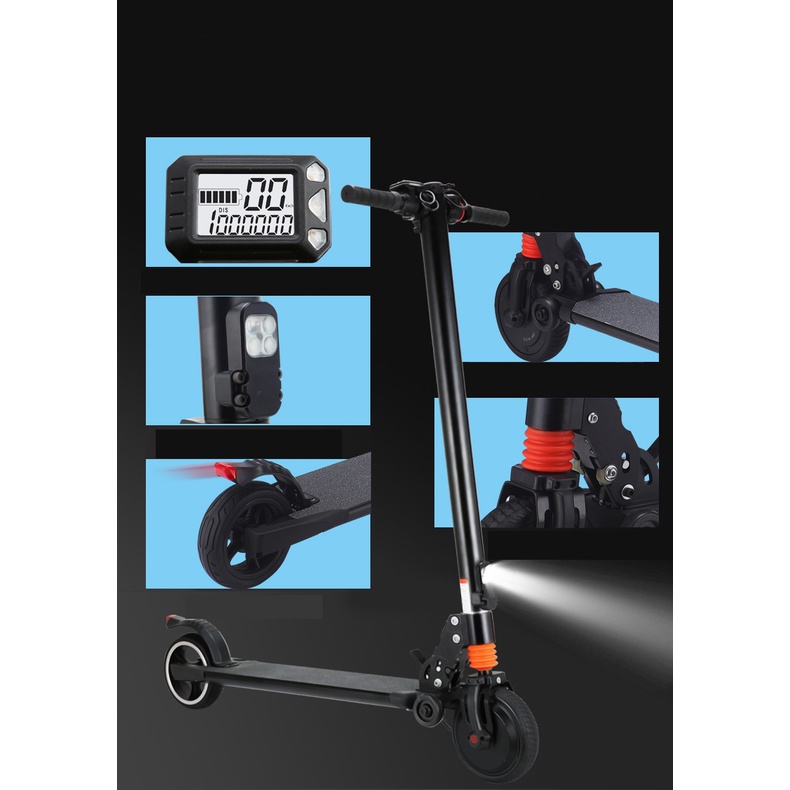 Xe Scooter điện xếp gọn S8 không yên , bản 6km tải 150kg, scooter người lớn xách tay