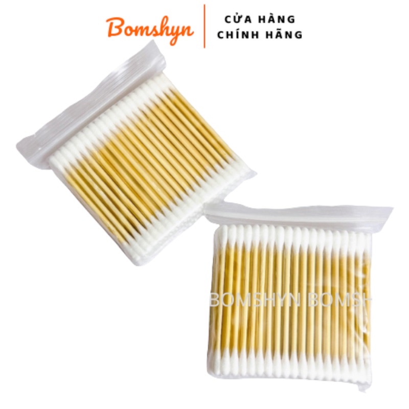 Tăm bông váy tai que gỗ Thân Thiện với môi trường bịch 100 que 2 đầu bông