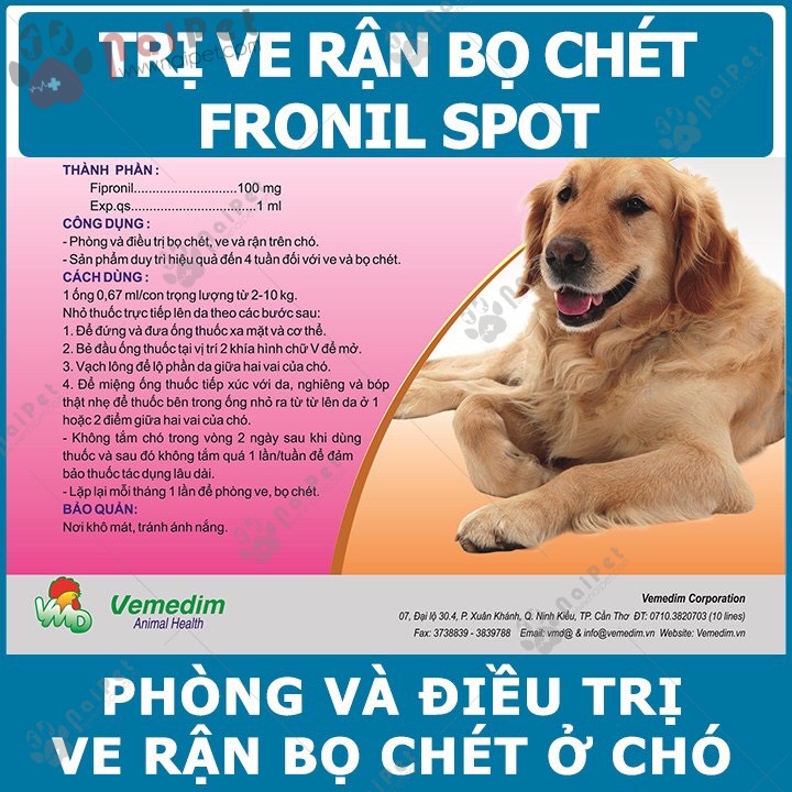 Nhỏ Gáy Phòng Và T.r.ị Ve Rận Bọ Chét Cho Chó Fronil Spot Tuýp