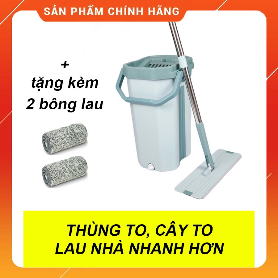 [ FREESHIP ❤️] Bộ Cây Lau Nhà Chổi Lau Nhà Thông Minh Tự Vắt 360 Độ Cao Cấp, Bông Lau Lớn 38cm, Thùng Lớn 2 Nút Xả - 32L