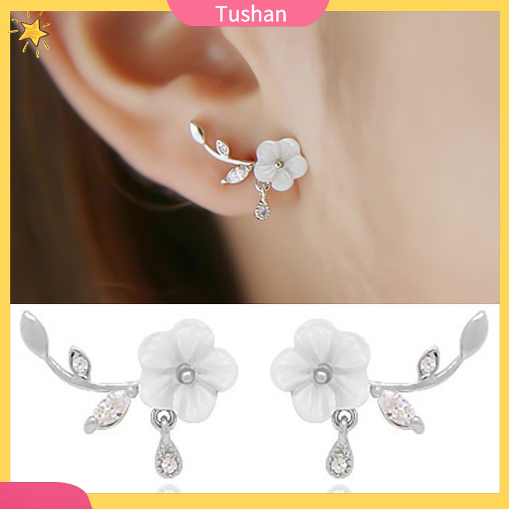 Hoa tai họa tiết thiết kế hình hoa đính đá lấp lánh
