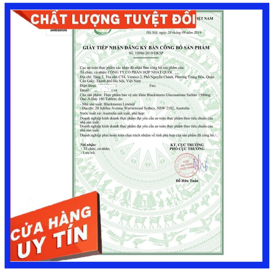Viên uống xương khớp Blackmores Glucosamine 1500mg Loại 180 Viên, mẫu mới