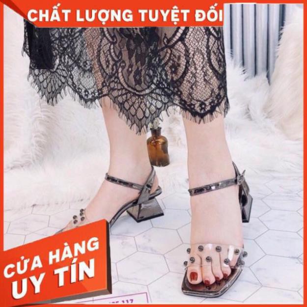[GIÁ RẺ- Hàng VNXK cao cấp] - Sandal Quai Trong Đính Ngọc Gót 5 cm